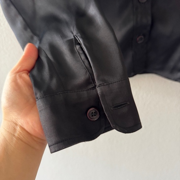 VTG Kenzo jungle black satin button down shirt blouse size 42 Large - Picture 5 of 7